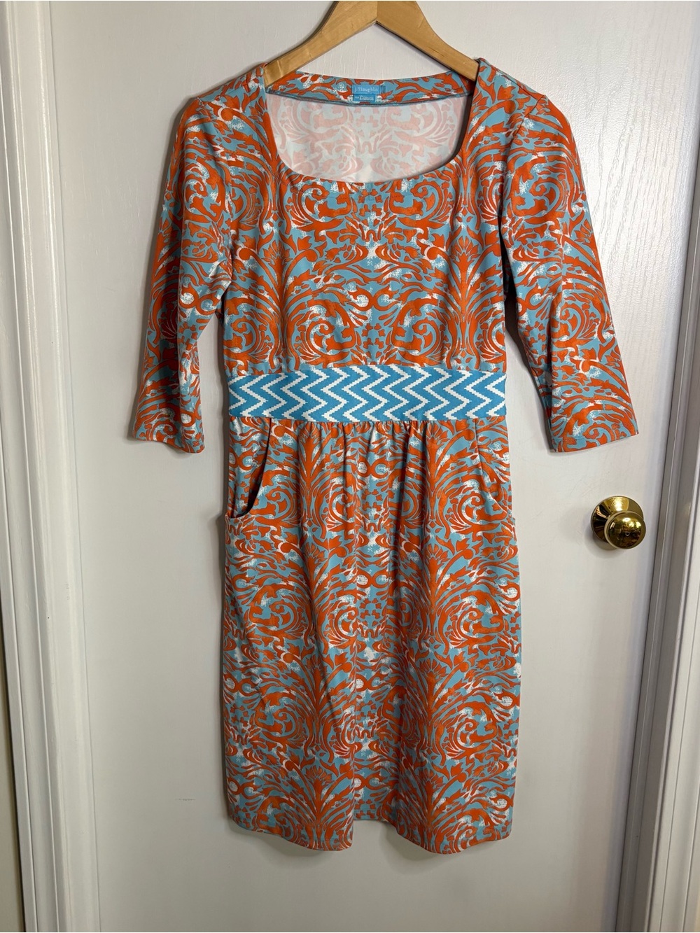 J. McLaughlin Colorful Geometric Printed S Knit Dress Preppy Resort Summer Boho